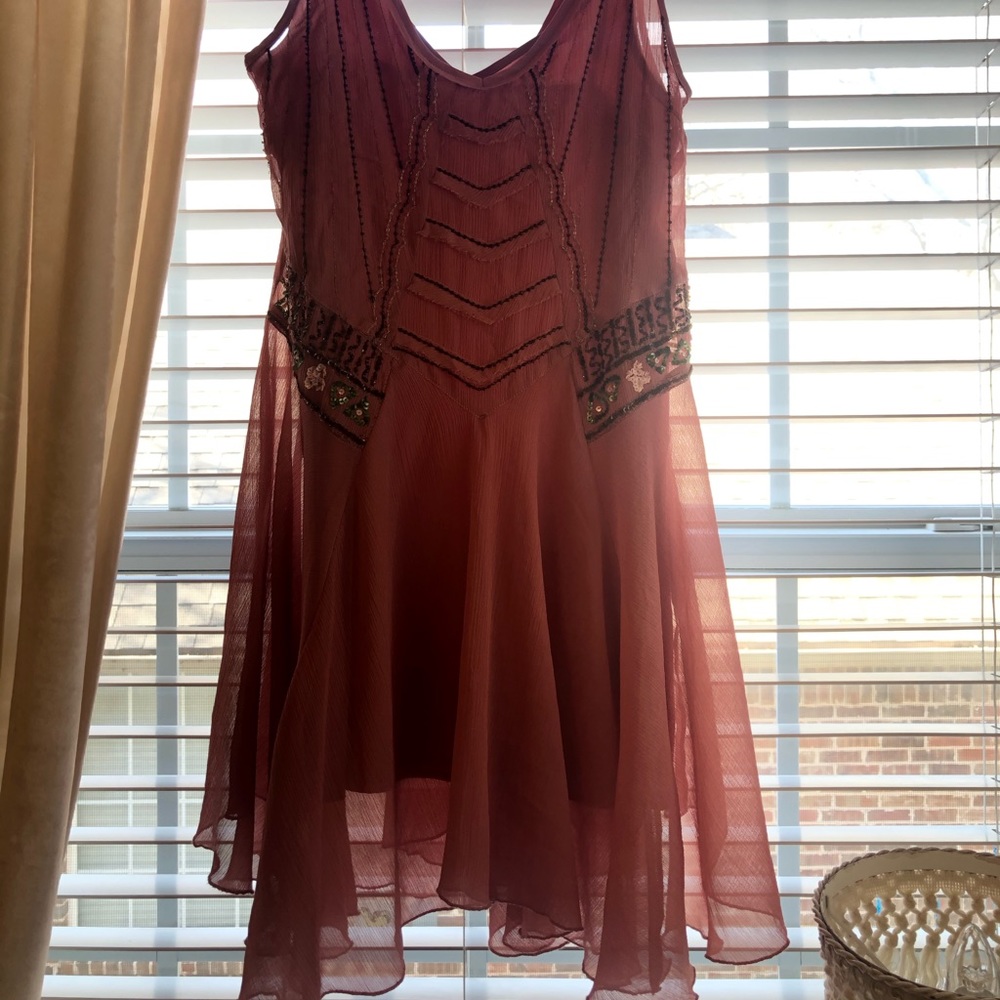 Beaded Free People dress with slip